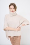 PONCHO SMANICATO COLLO ALTO BEIGE