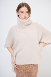 PONCHO SMANICATO COLLO ALTO BEIGE