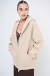 FELPA CAPPUCCIO ZIP BEIGE