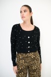 CARDIGAN SCOLLO V STRASS NERO