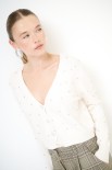 CARDIGAN SCOLLO V STRASS BURRO