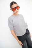 MAGLIA PARICOLLO MEZZA MANICA STRASS GRIGIO MEDIO