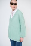 MAGLIA SCOLLO V OVERSIZE MISTO LANA MENTA