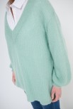 MAGLIA SCOLLO V OVERSIZE MISTO LANA MENTA