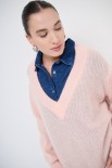 MAGLIA SCOLLO V OVERSIZE MISTO LANA ROSA