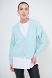 CARDIGAN OVER BOTTONI GIOIELLO ACQUA