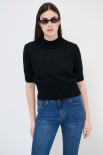 MAGLIA CROP MEZZO COLLO NERO