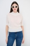 MAGLIA CROP MEZZO COLLO BURRO