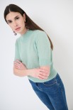 MAGLIA CROP MEZZO COLLO MENTA