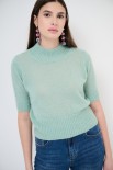 MAGLIA CROP MEZZO COLLO MENTA