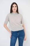 MAGLIA CROP MEZZO COLLO PERLA