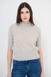 MAGLIA CROP MEZZO COLLO PERLA