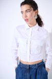 CAMICIA CROP TASCHE BIANCO