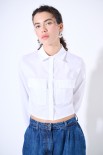 CAMICIA CROP TASCHE BIANCO