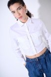 CAMICIA CROP TASCHE BIANCO