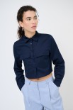 CAMICIA CROP TASCHE BLU