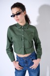 CAMICIA CROP TASCHE VERDE MILITARE