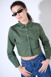 CAMICIA CROP TASCHE VERDE MILITARE