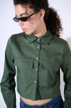 CAMICIA CROP TASCHE VERDE MILITARE