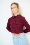 CAMICIA CROP TASCHE VINO