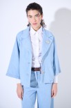 GIACCA OVERSIZE CON SPILLA BLU CHIARO