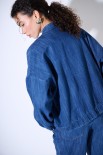 BOMBER OVERSIZE DENIM CON SPILLE BLU