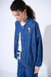 BOMBER OVERSIZE DENIM CON SPILLE BLU