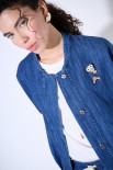 BOMBER OVERSIZE DENIM CON SPILLE BLU