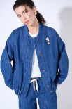 BOMBER OVERSIZE DENIM CON SPILLE BLU