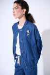 BOMBER OVERSIZE DENIM CON SPILLE BLU