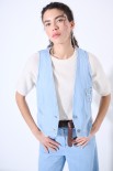 GILET CORTO CON SPILLE BLU CHIARO