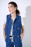 GILET CROP CON TASCHE BLU