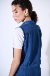 GILET CROP CON TASCHE BLU