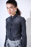 CAMICIA DENIM CON TASCHE NERO