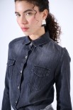 CAMICIA DENIM CON TASCHE NERO