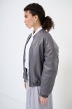 BOMBER IN PELLE CON ELASTICO FANGO