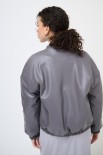 BOMBER IN PELLE CON ELASTICO FANGO