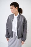 BOMBER IN PELLE CON ELASTICO FANGO