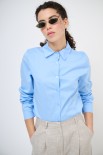 CAMICIA SLIM CON PINCES CELESTE