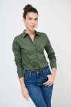 CAMICIA SLIM CON PINCES VERDE MILITARE