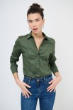 CAMICIA SLIM CON PINCES VERDE MILITARE