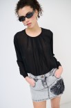 BLUSA GEORGETTE CON PIEGHE NERO