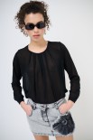 BLUSA GEORGETTE CON PIEGHE NERO