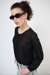 BLUSA GEORGETTE CON PIEGHE NERO