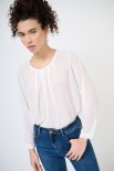 BLUSA GEORGETTE CON PIEGHE PANNA