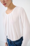 BLUSA GEORGETTE CON PIEGHE PANNA