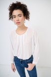 BLUSA GEORGETTE CON PIEGHE PANNA