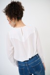 BLUSA GEORGETTE CON PIEGHE PANNA