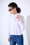 CAMICIA CROP CON FINTONE BIANCO