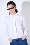 CAMICIA CROP CON FINTONE BIANCO